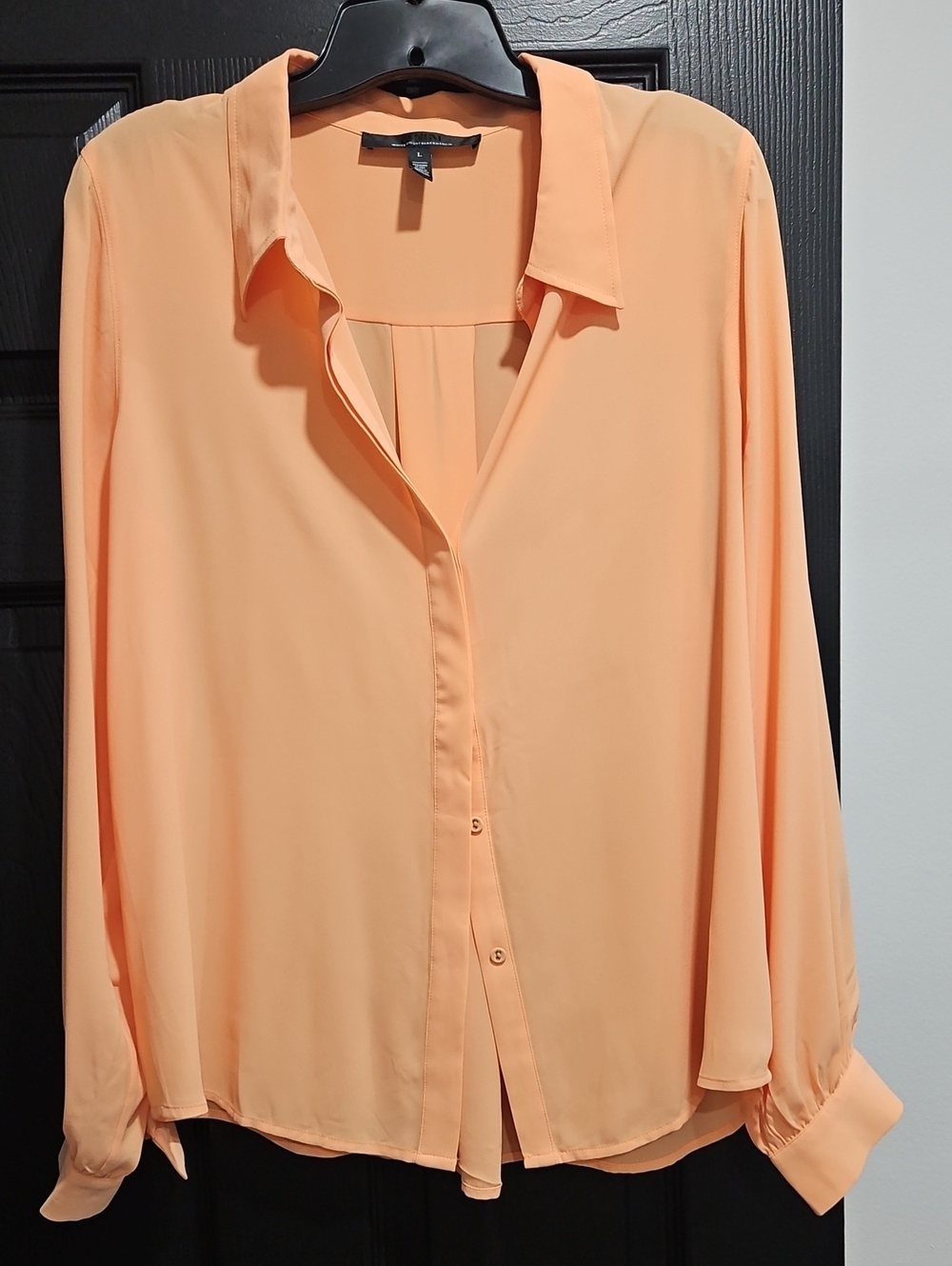 White House Black Market Peach Button-Down Blouse